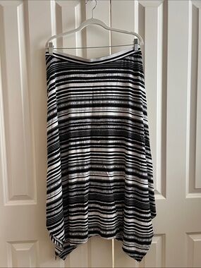 Chico's Black and White Striped Handkerchief-Hem Skirt Chico’s 3 or XL